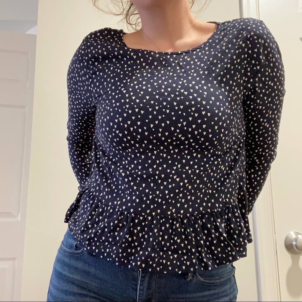 SOLD Micro Heart Print Peplum Top